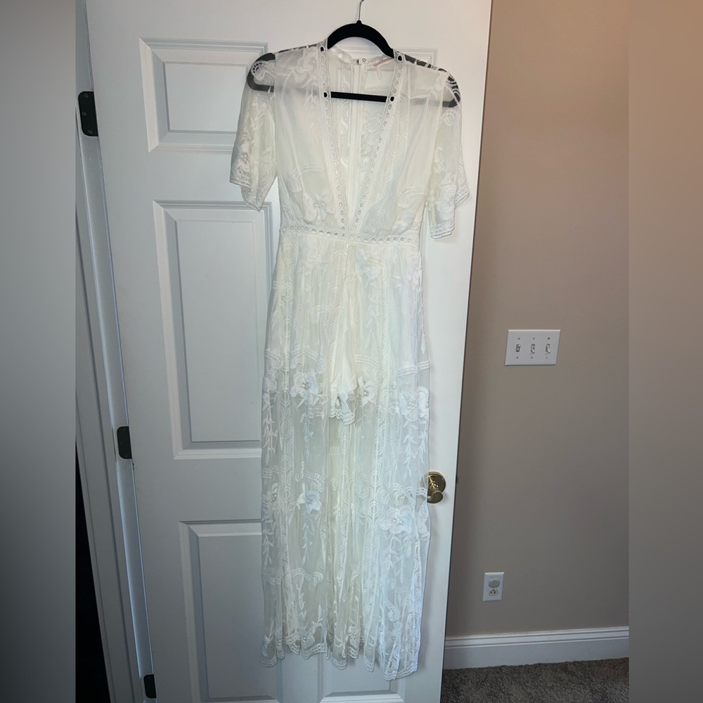 Showpo high-low lace romper dress